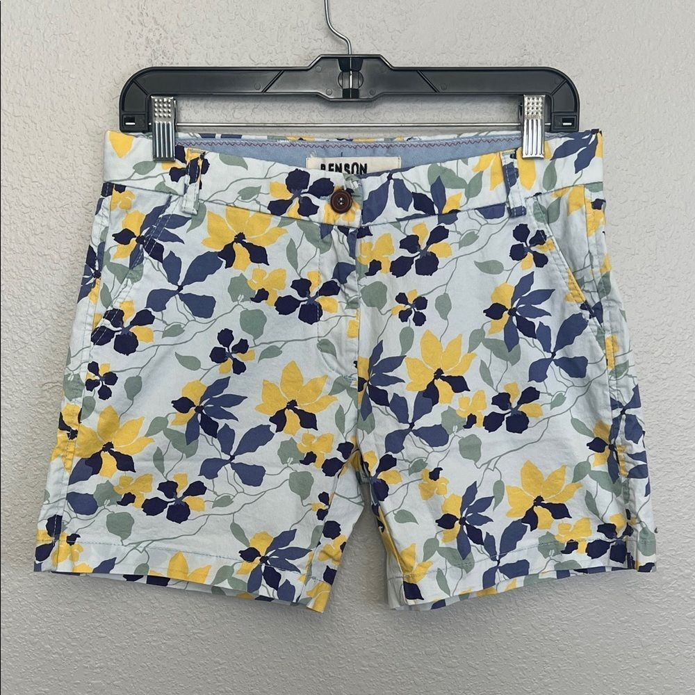 Benson NYC Floral Cotton Shorts Blue Size 28